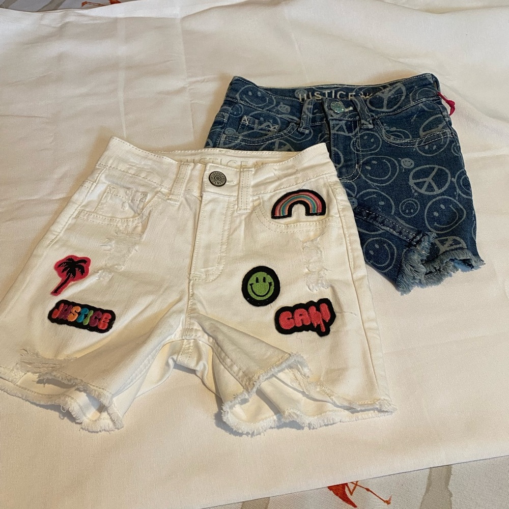 Justice Blue and White Girls Short Set NWTS